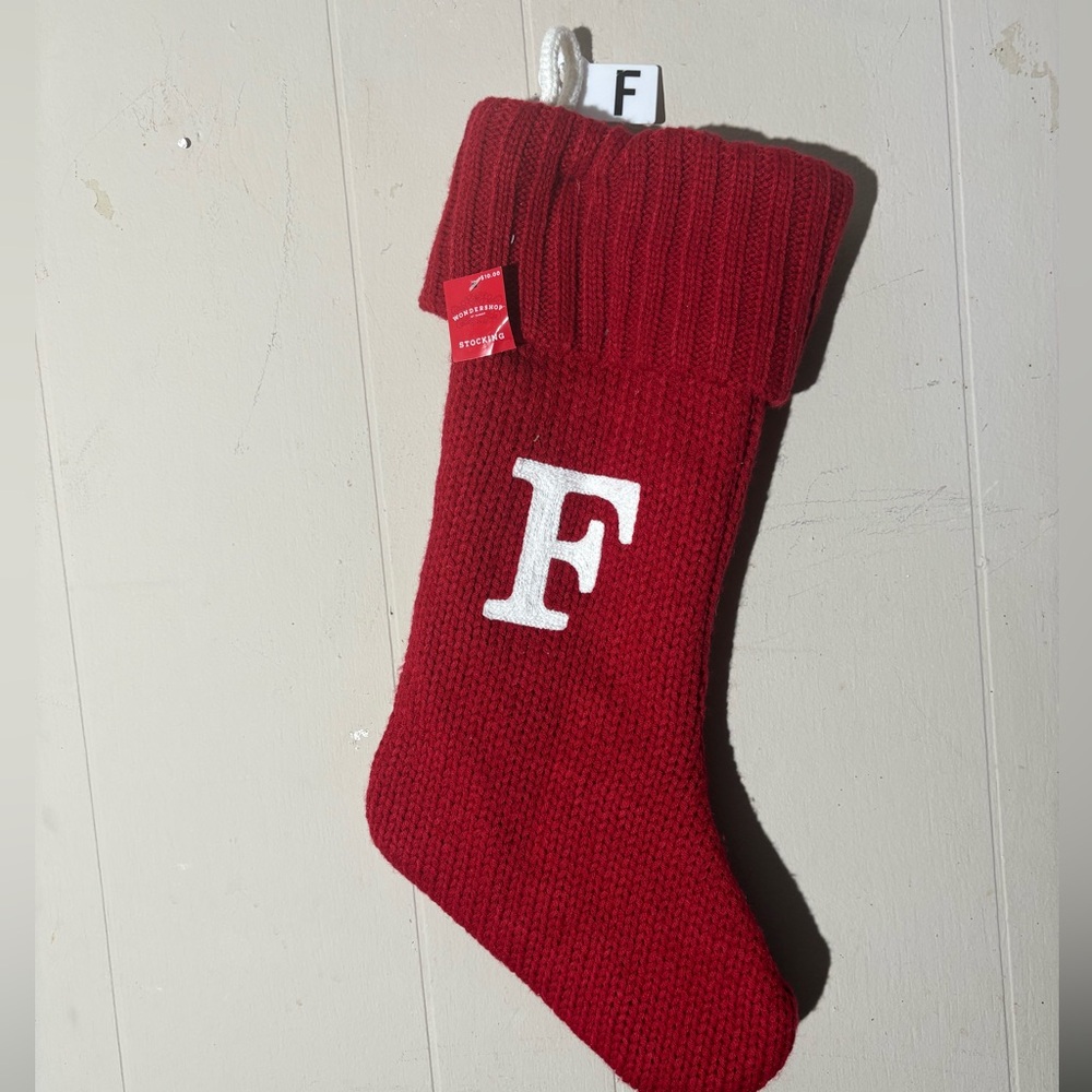 Letter F Wondershop Red Knit Stocking